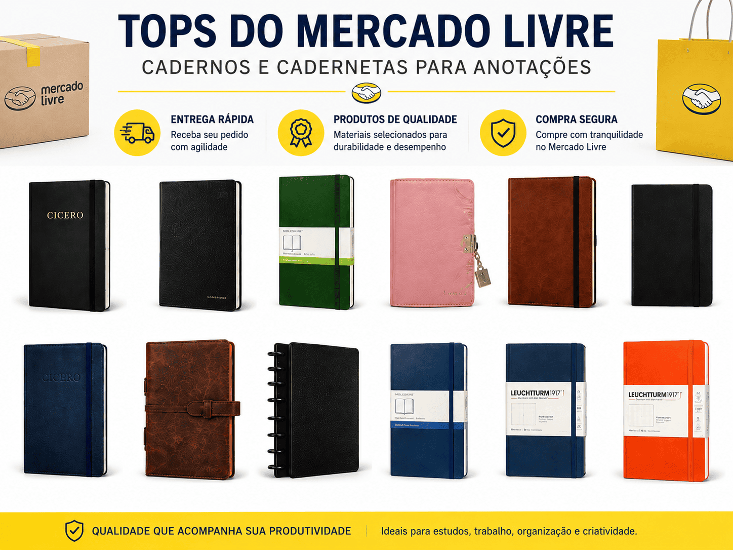 Seleção semanal de cadernos e cadernetas em promoção