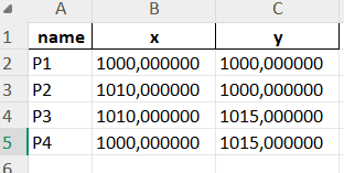 Exportação de coordenadas X e Y para Excel XLS