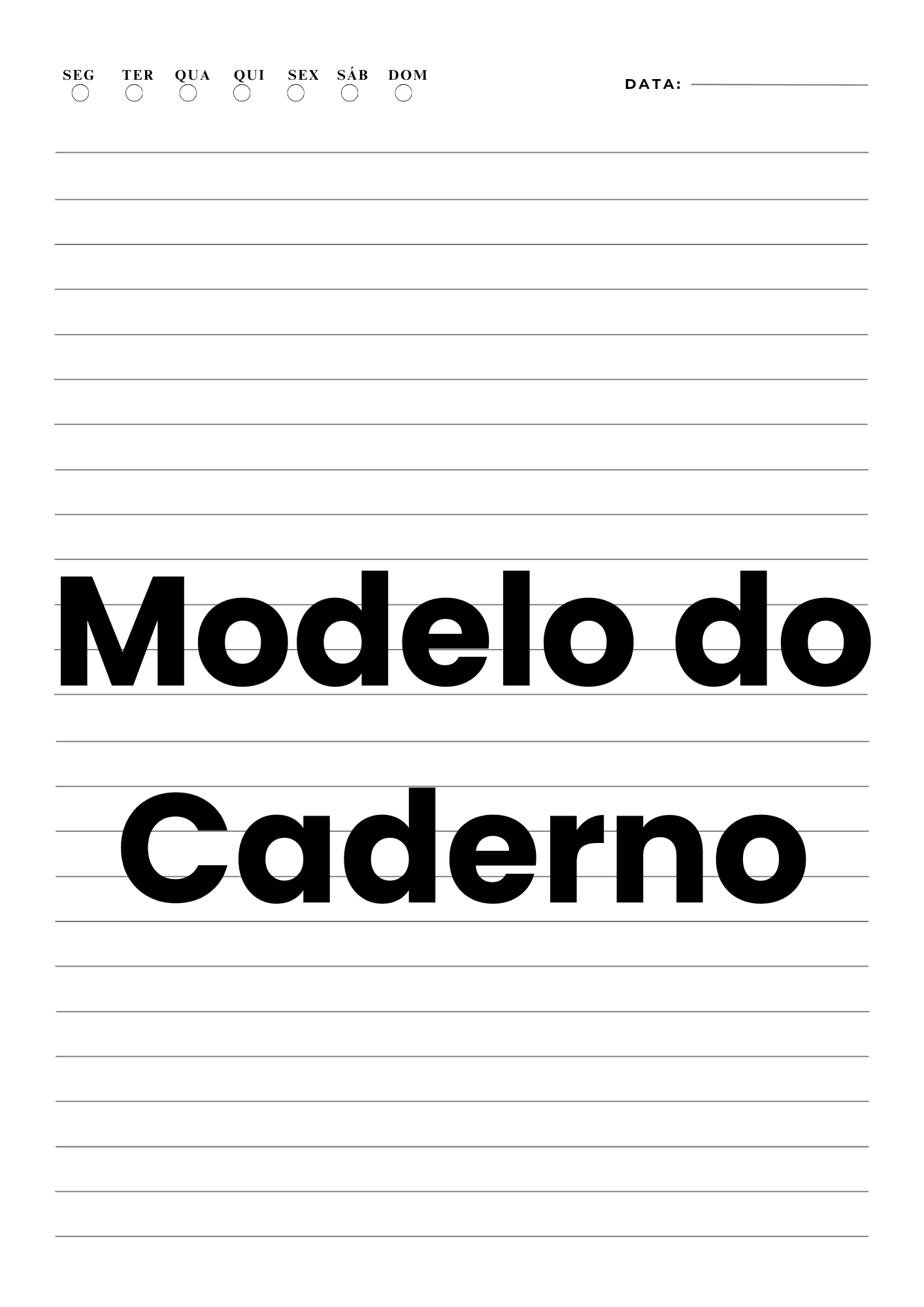 96 folhas do caderno digital PDF para imprimir
