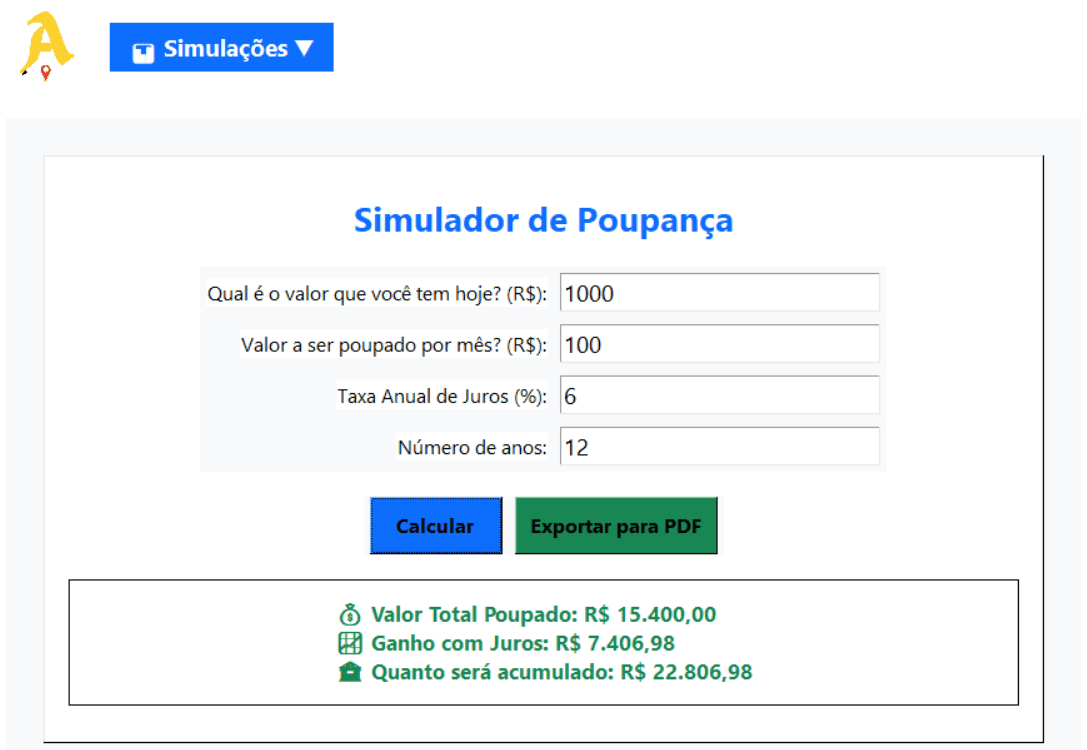 Simulador financeiro profissional